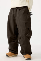 Women's Dark Brown Baggy Oxford Wear-resistant Snow Pants